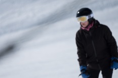Antoinette is a blur as she glides easily down a slope (blurred due to camera and user error, not speed :)